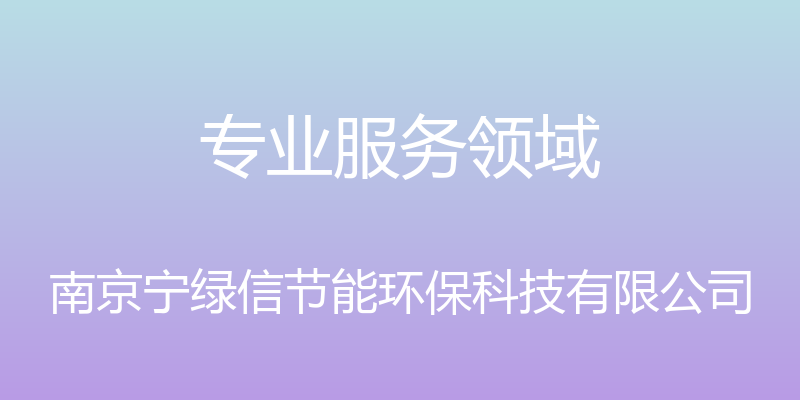 专业服务领域 - 南京宁绿信节能环保科技有限公司